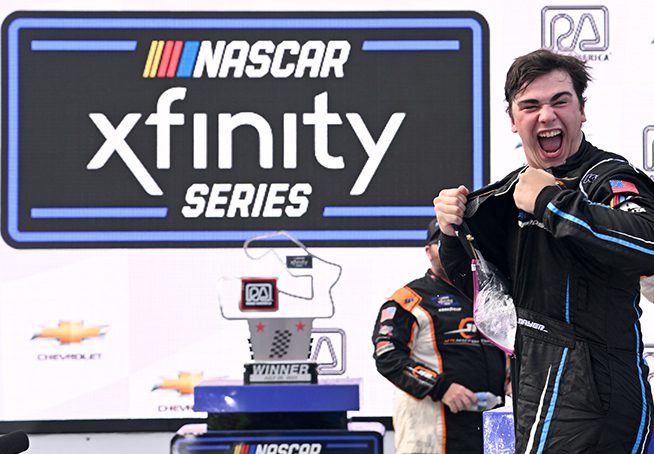 Sam Mayer Celebrating Road America Win