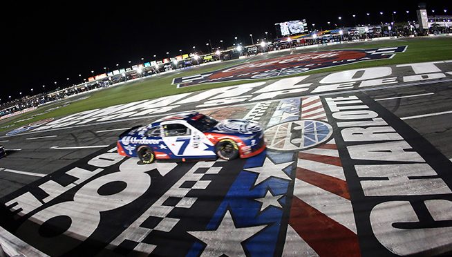 Featured image for Justin Allgaier Saves Enough Fuel to Win Thriller at Charlotte Motor Speedway