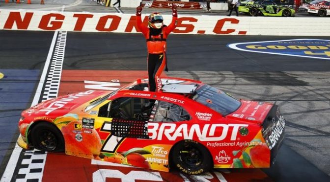 Featured image for Allgaier’s Restart Magic Earns Another Darlington Win for JRM